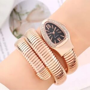 Serpenti Rose Gold Snake Black Dial Wrap Watch